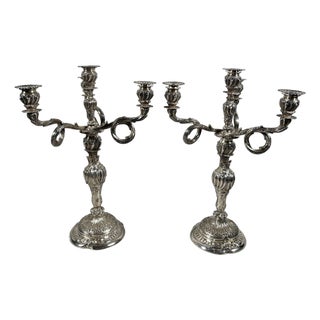 Antique Rococo Candleholders in 950 Silver, 1907, Set of 2 For Sale
