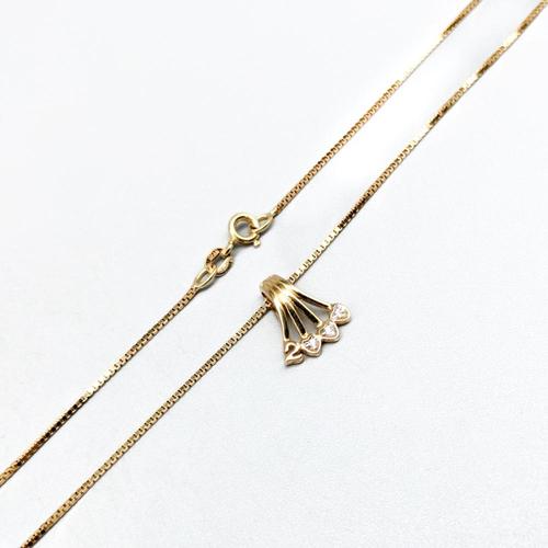 Necklace, Gold, Box chain, 18K, 4.58g, Length: 40cm, Width: 13mm, Good condition, The pendant measures 14*13mm and has 3...