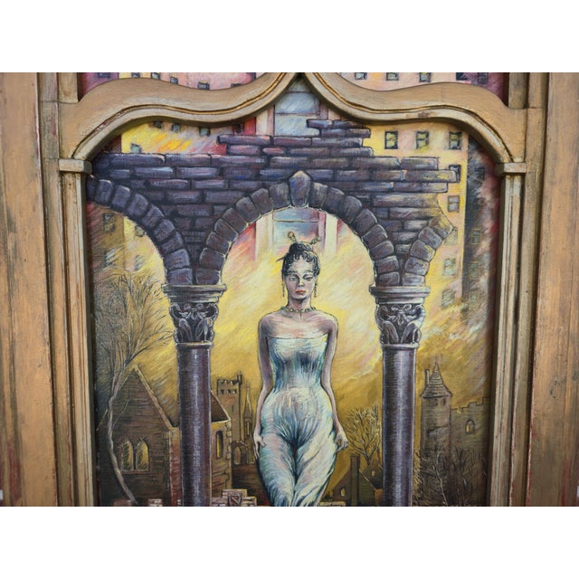 Large Signed "Nb" 1961 Mid Century Surrealist Oil Painting on Canvas For Sale In New York - Image 6 of 10