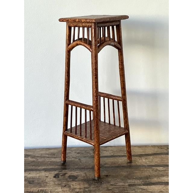 Mid-Century Modern Vintage Tortoise Bamboo Pedestal For Sale - Image 3 of 8