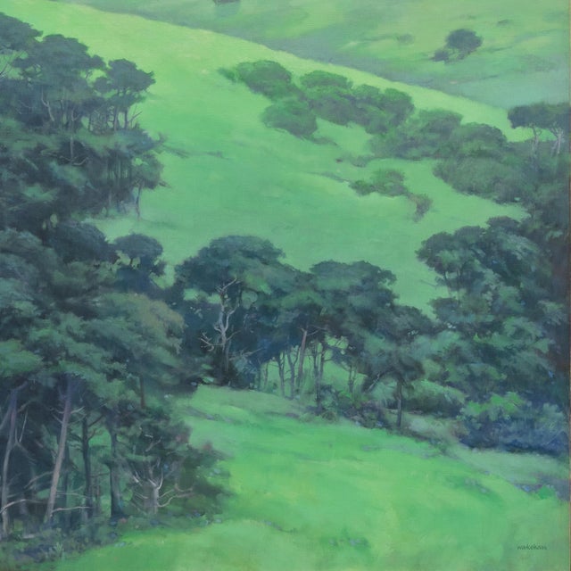 Textile 'California Sunset, Drake's Bay' by Duane Wakeham, 1997, San Francisco, Pastel Society of America, Extra Large Oil Landscape For Sale - Image 7 of 11
