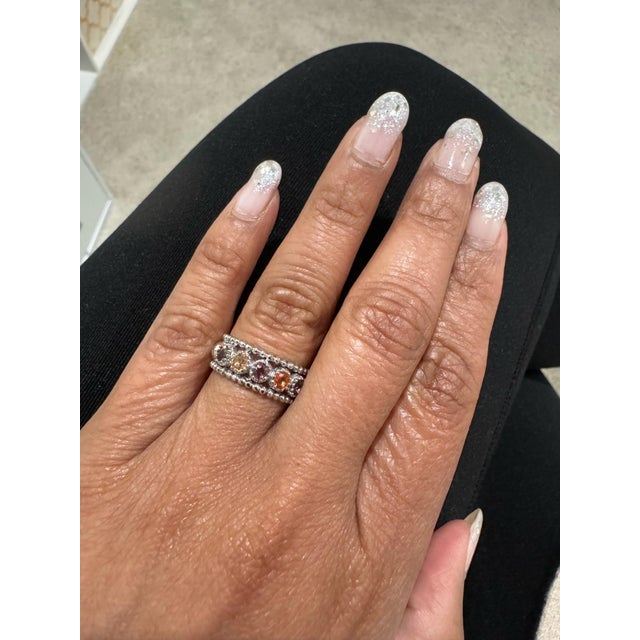 White 1.06 Carat Sapphire Band 14k White Gold Size 6.5 For Sale - Image 8 of 12