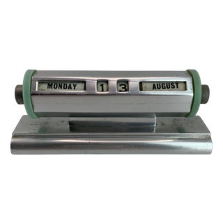 Art Deco Perpetual Desk Calendar in Chrome and Bakelite, 1920s For Sale