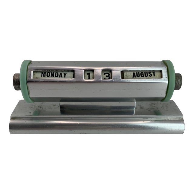 Art Deco Perpetual Desk Calendar in Chrome and Bakelite, 1920s For Sale