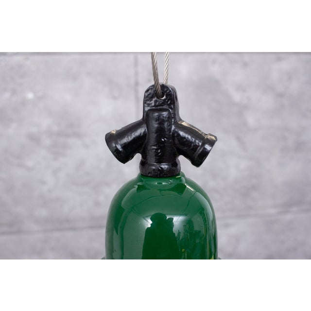 Industrial Enamel Ceiling Lamp in Green, 2000s For Sale - Image 6 of 8