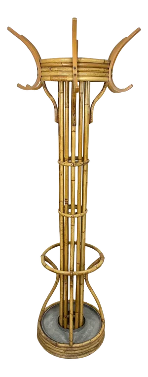 Italian Bamboo Rattan Coat Rack Umbrella Stand, 1960s