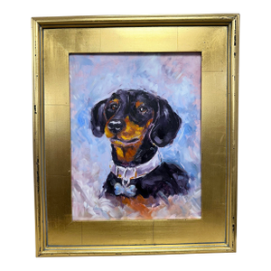 Original Dachshund Puppy Oil Painting on Board, 11” X 14”, Signed Paco C