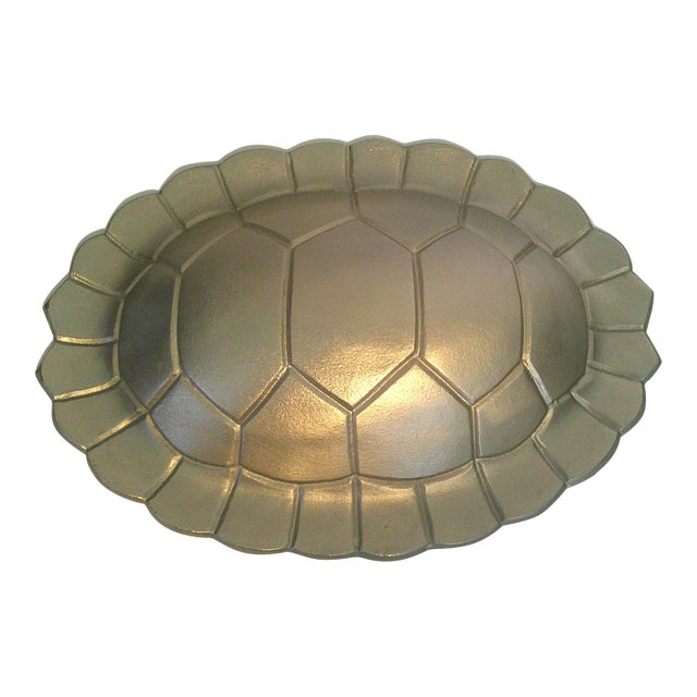 Vintage Style Silver Metal Tortoise Shell Wall Hanging Sculpture For Sale