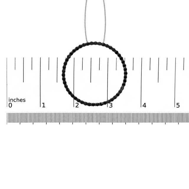 Haus of Brilliance .925 Sterling Silver 4.0 Cttw Black Diamond Open Hoop Circle 18" Pendant Necklace (Black Color, I2-I3 Clarity) For Sale - Image 4 of 4