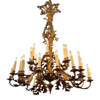 French Rococo Gilt Bronze 28-Light Chandelier For Sale