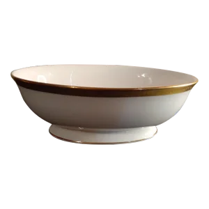 1980s Lenox Porcelain Gold Rimmed Oval Bowl