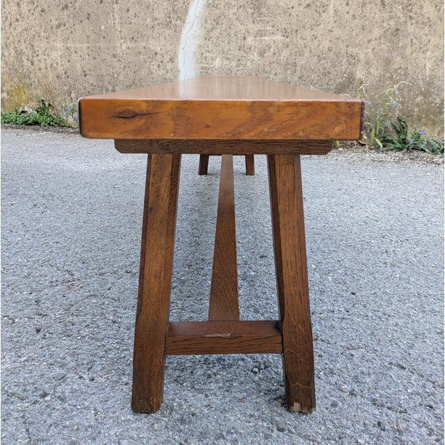 1970s Rustic Oak Bench, France, 1970 For Sale - Image 5 of 14