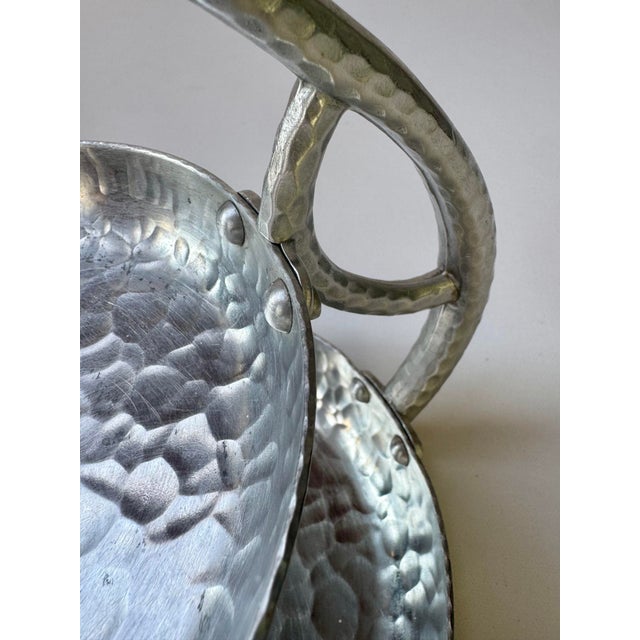 Everlast Hammered Aluminum Two-Tier Server, Art Deco Industrial Design For Sale - Image 6 of 13