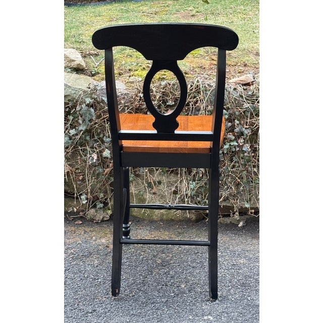Napoleon Style Distressed Black Painted Barstools - Set of 4 For Sale - Image 4 of 10