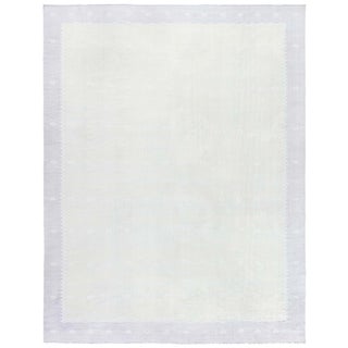 Doris Leslie Blau Vintage Dhurrie Abstract Soft White Handmade Rug For Sale