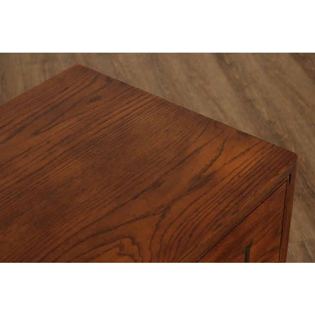 Henredon Campaign Style Oak Triple Dresser For Sale - Image 11 of 12