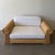 Mid-Century Modern Vintage 1970s Pencil Reed Loveseat, Bouclé Upholstered Bamboo Settee, Coastal Boho Rattan Sofa For Sale - Image 3 of 15