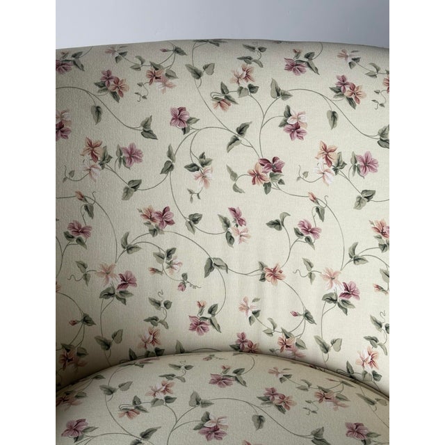 Cream Floral Chintz Skirted Swivel Club Chair, 1980s For Sale - Image 9 of 10