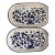 Mario & C. SNC Oval Serving Platter Set of 2 Blue Floral Bird Ceramic Italy For Sale
