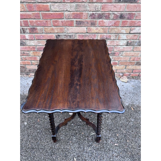 Wood Antique English Barley Twist Side Table For Sale - Image 7 of 12