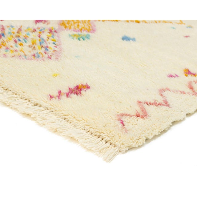 Multi-Color Hand-Knotted Moroccan Wool Rug | 8'2" X 5'5" | One of a Kind For Sale - Image 6 of 11
