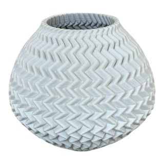 Currey & Co Plisse Medium White Vase For Sale