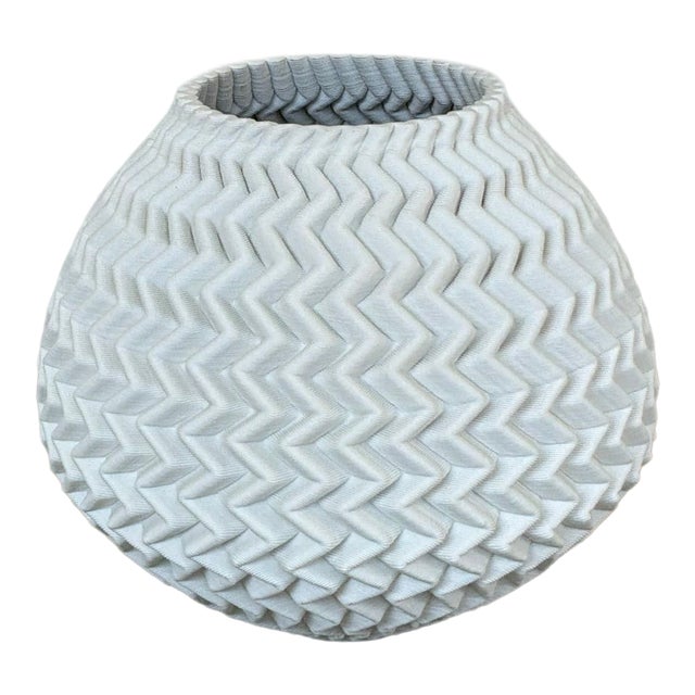 Currey & Co Plisse Medium White Vase For Sale