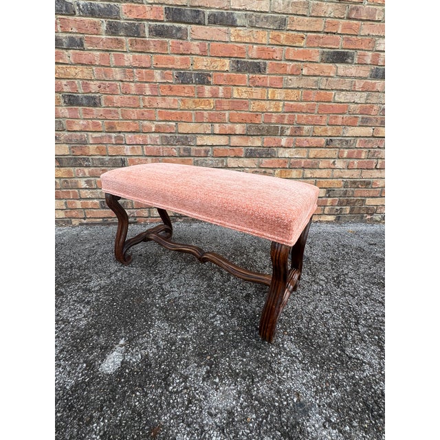 Persimmon Antique French Bench With New Upholstery For Sale - Image 8 of 10