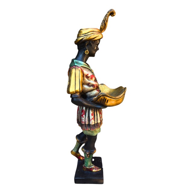 Large Italian Moro Veneziano Blackamoor Figure with Shell Bowl, 1960 For Sale