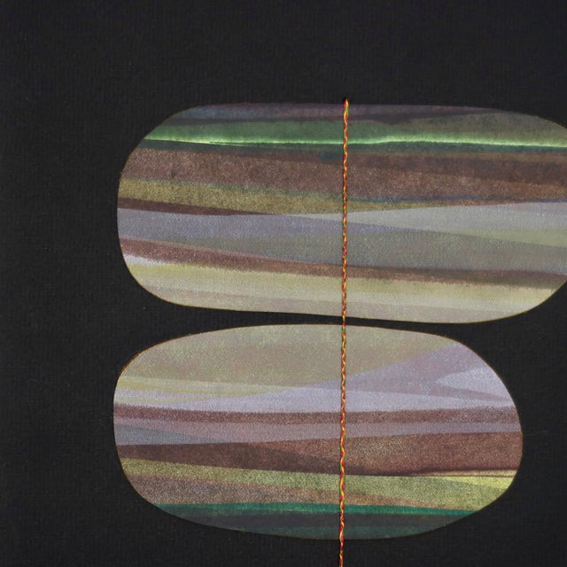 Contemporary Abstract Landscape Mixed Media Collage on Handmade Paper With Braided Thread by Casey R. Klein For Sale In Tulsa - Image 6 of 17