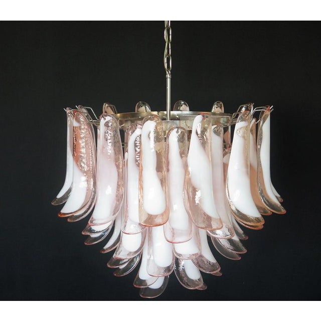 Flamingo Italian Pink Petal Chandeliers, Murano, 1995, Set of 2 For Sale - Image 3 of 14