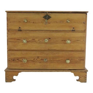 Swedish Pine Secretaire with Iron Side Handles For Sale
