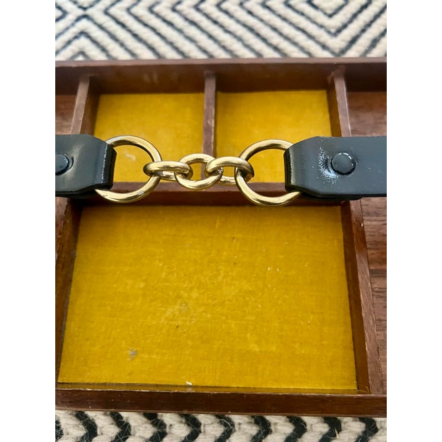 English Mid 20th Century Wood and Leather Desk Jewelry Tray Organizer Equestrian Style For Sale - Image 3 of 6