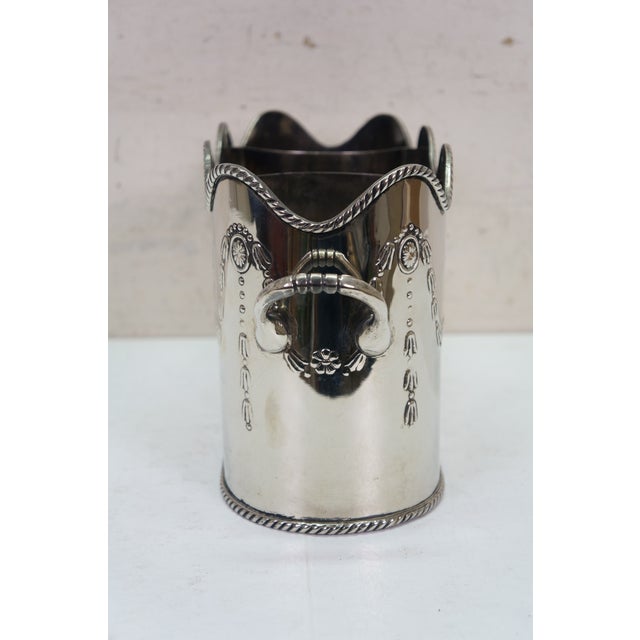 Antique French Silver Plate Divided 3 Bottle Champagne Wine Cooler Bucket For Sale - Image 4 of 16