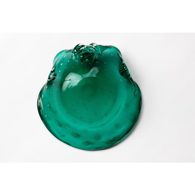 Seguso Emerald Green Murano Glass Seashell Decorative Dish For Sale In New York - Image 6 of 13