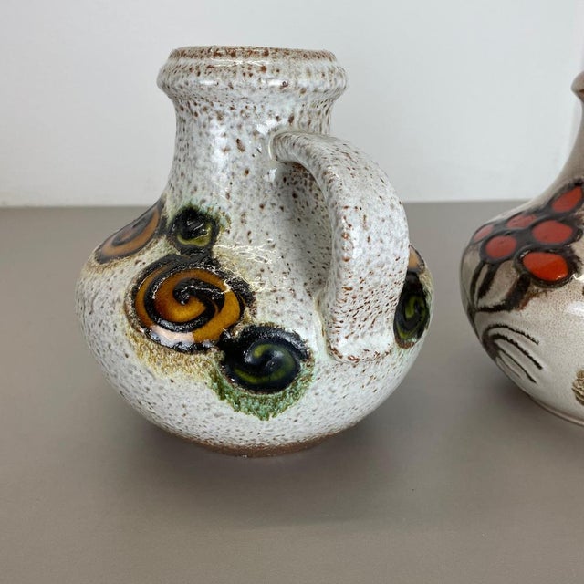 Pottery Fat Lava Vases Floral from Scheurich, Germany, 1970s, Set of 2 For Sale - Image 15 of 18