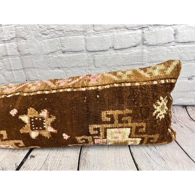 Turkish 12 x 46 Lumbar Rug Pillow Cultural Splendor Turkish Pillow Cushion Cover For Sale - Image 3 of 7