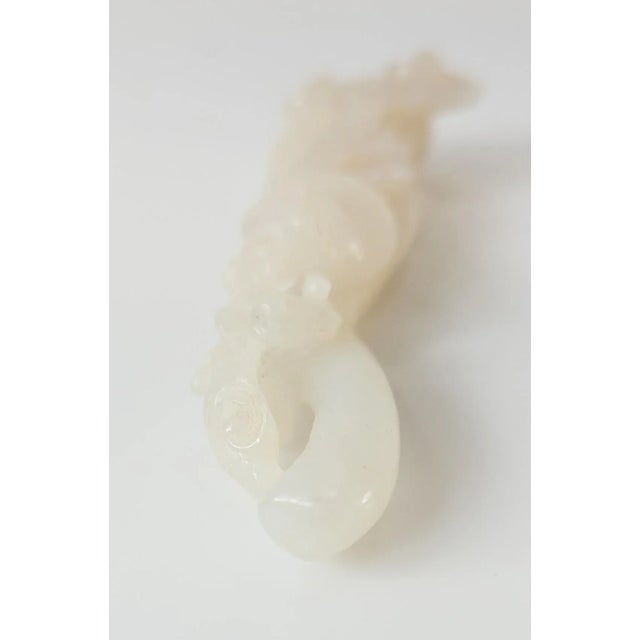18th Century Chinese Carved White Nephrite Jade Ruyi Scepter With Lingzhi Mushrooms For Sale In New York - Image 6 of 13