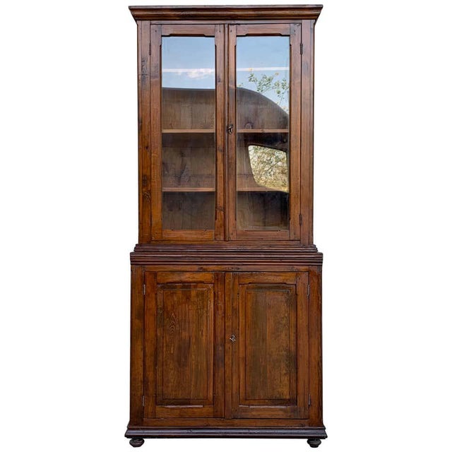 19th Century Spanish Vitrine, Bookcase Tallboy Cabinet With Glass Doors For Sale - Image 13 of 13