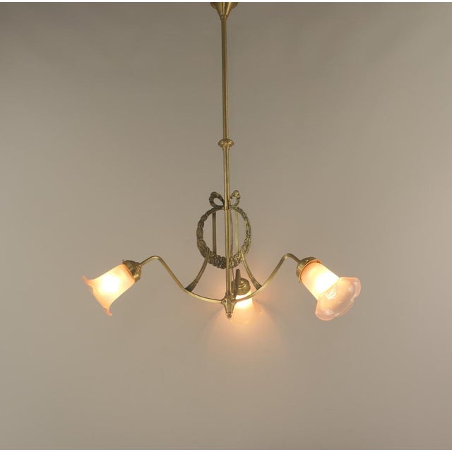 Art Nouveau Three-Arm Chandelier with Empire Motifs, France, 1910s For Sale - Image 10 of 14