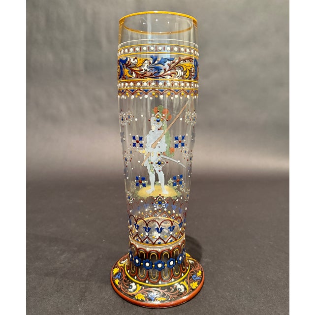 Glass Late 19th Century J. & L. Lobmeyr Polychrome Enamel-Painted Glass Pokal With Armored Knight For Sale - Image 7 of 11