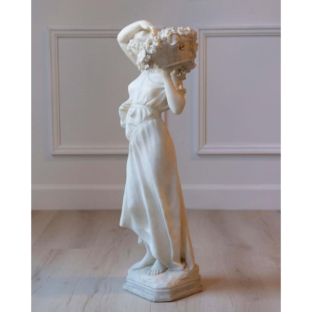Late 19th / Early 20th-Century Volterra Alabaster Figure of a Flower Girl For Sale - Image 13 of 18