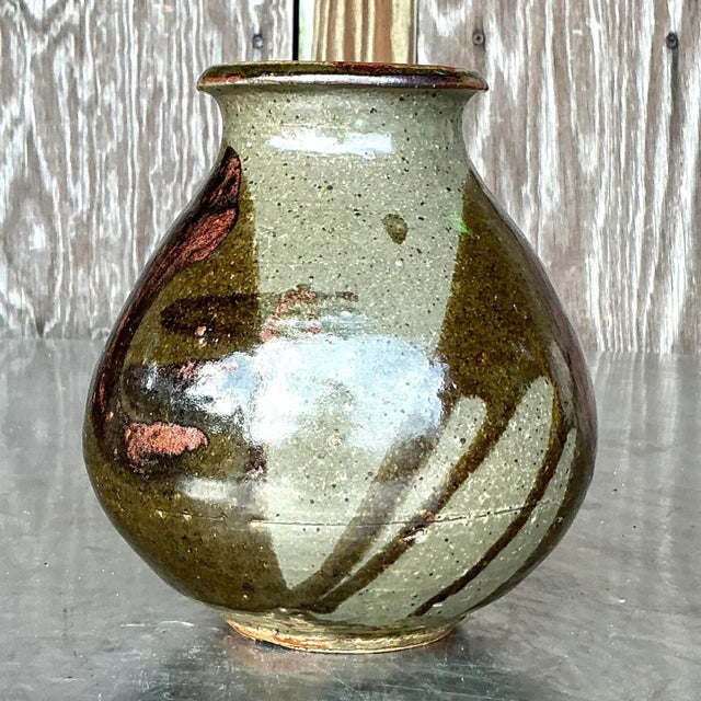 Boho Chic Vintage Boho Original Studio Pottery Vase For Sale - Image 3 of 9