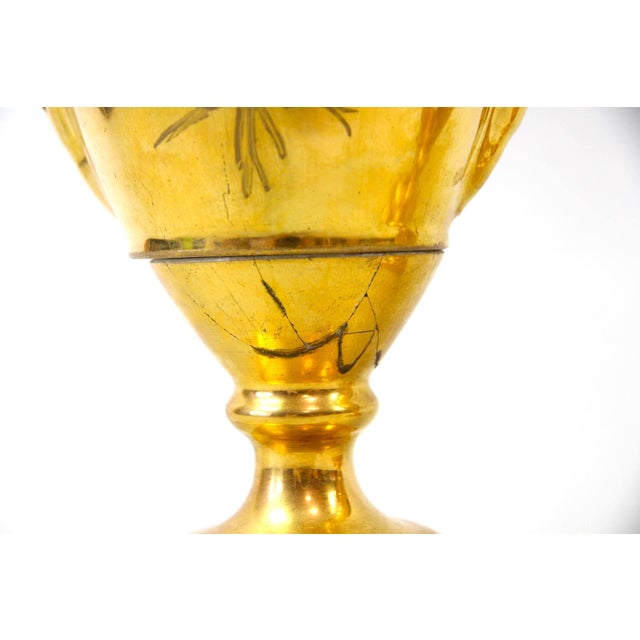 Pair of Old Paris Gilt Porcelain Decorative Vases With Romantic Scenes For Sale - Image 11 of 14