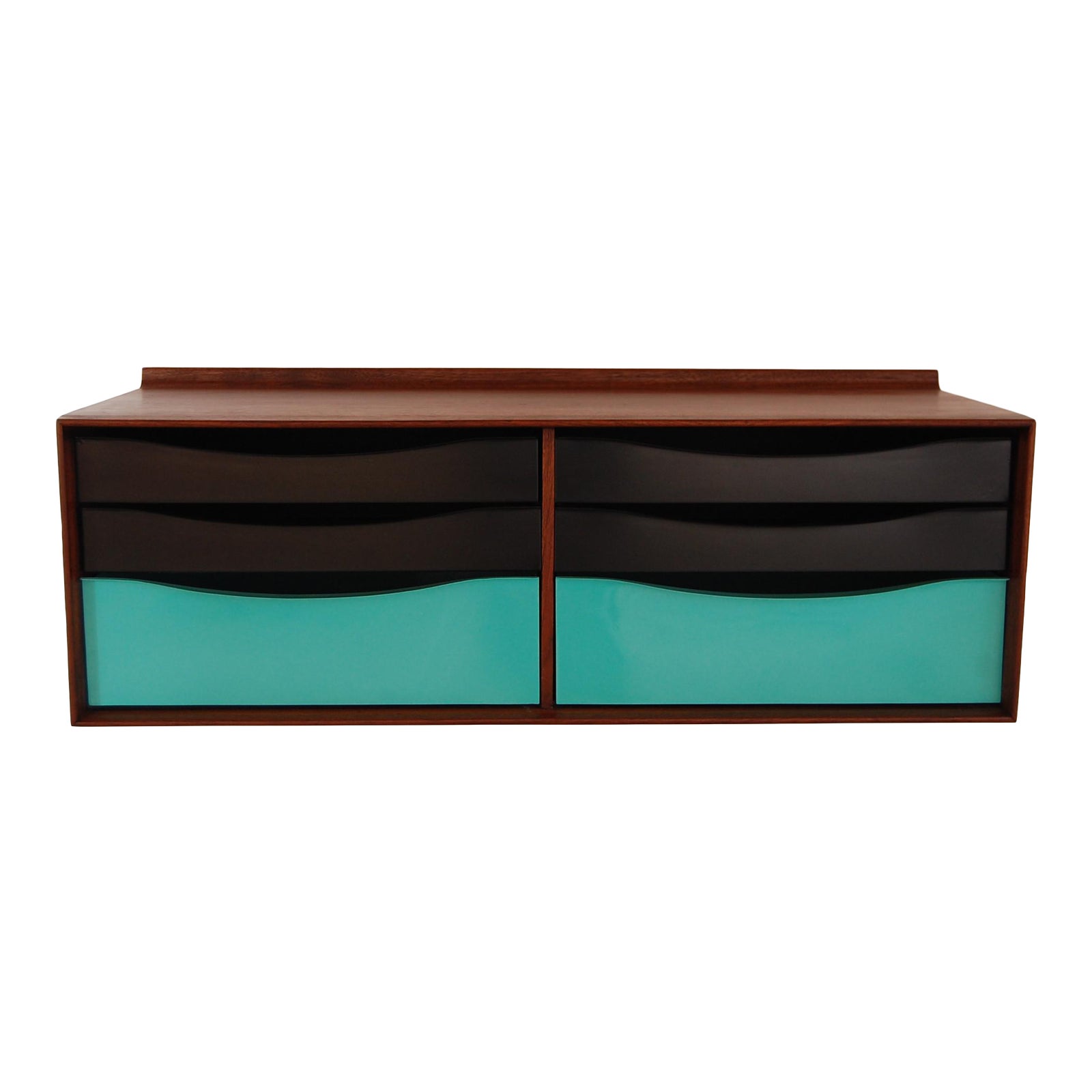 Vintage Mid Century Modernist Walnut and Metal Wall Hanging