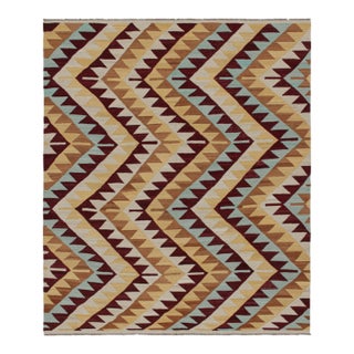 Rug & Kilim’s Tribal Style Kilim in Red, Blue and Beige-Brown Geometric Patterns For Sale
