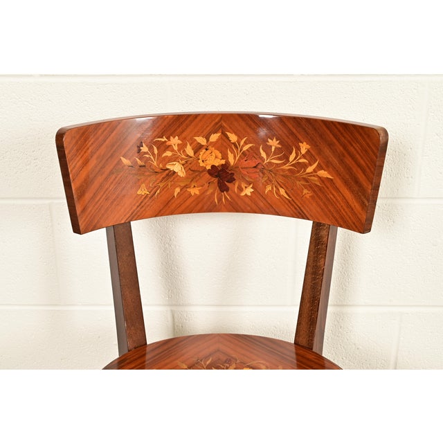 Italian Louis XVI Kingwood Inlaid Marquetry Side Chairs or Dining Chairs, Pair For Sale In South Bend - Image 6 of 13