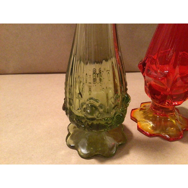 Fenton Art Glass Company Vintage MCM Fenton *Hobnail Swung Glass Single Bud Vases-Set of 3 For Sale - Image 4 of 6