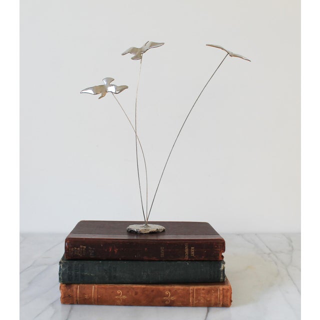 Mid-Century Modern Silver Tone Seagulls in Flight Kinetic Sculpture, Vintage 1970s For Sale - Image 3 of 10