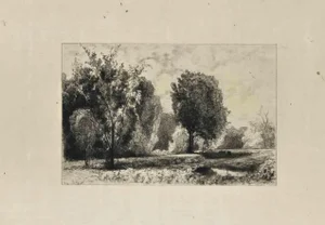 Rodolphe Piguet, Landscape, Original Etching, 1875